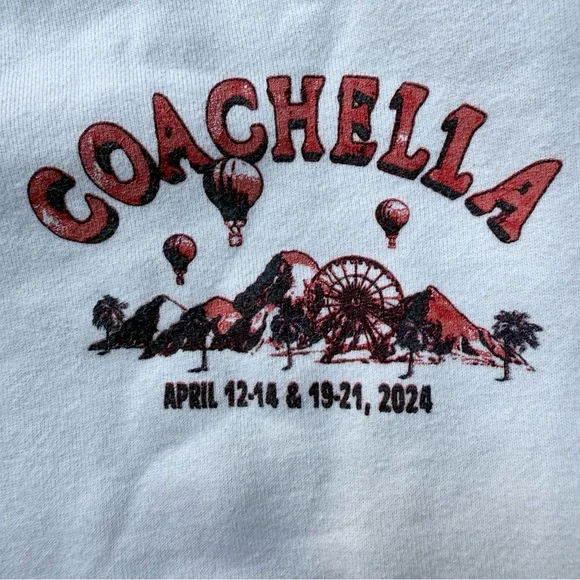 Coachella 2024 Pullover Crewneck Sweatshirt Official Gear Cream Size Medium - Picture 4 of 11
